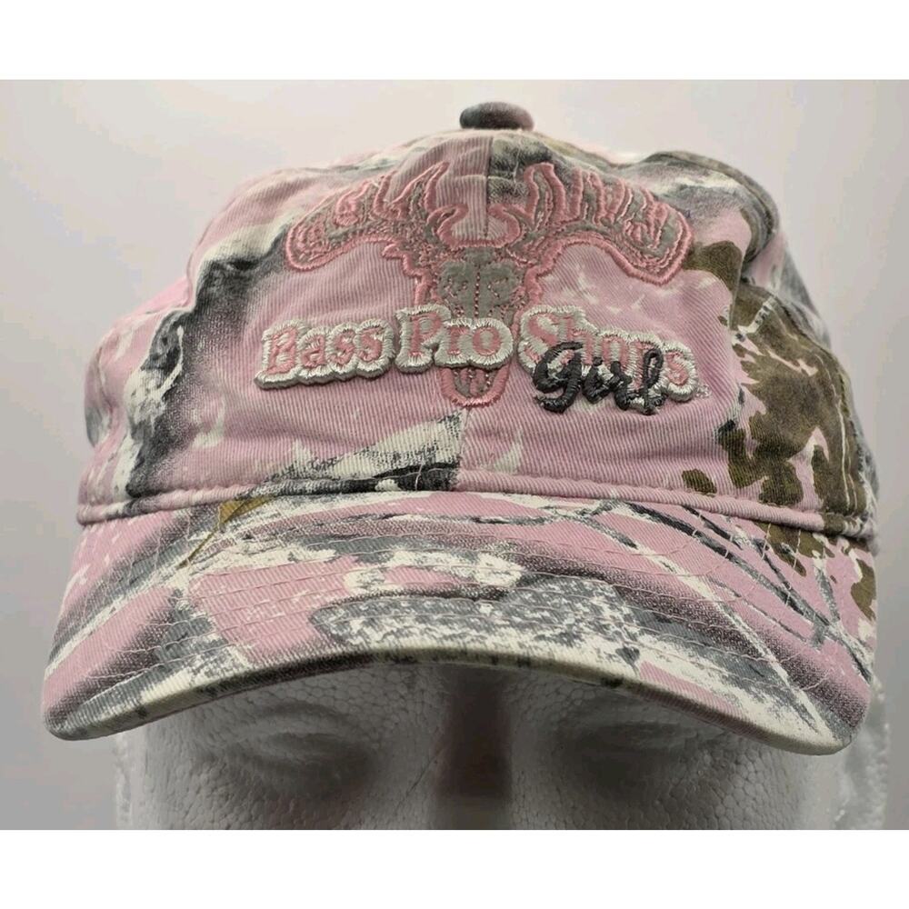 Bass Pro Shops Girl Toddler‎ Adjustable Hook And Loop Strap Cap Hat Pink Camo